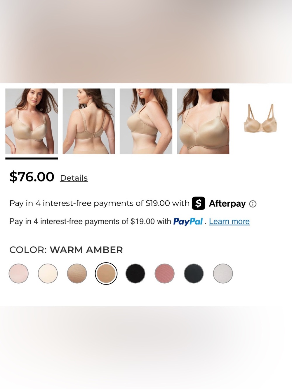 NWT Soma "Stunning Balconette Bra" in Warm Amber, size 40D - Picture 5 of 7